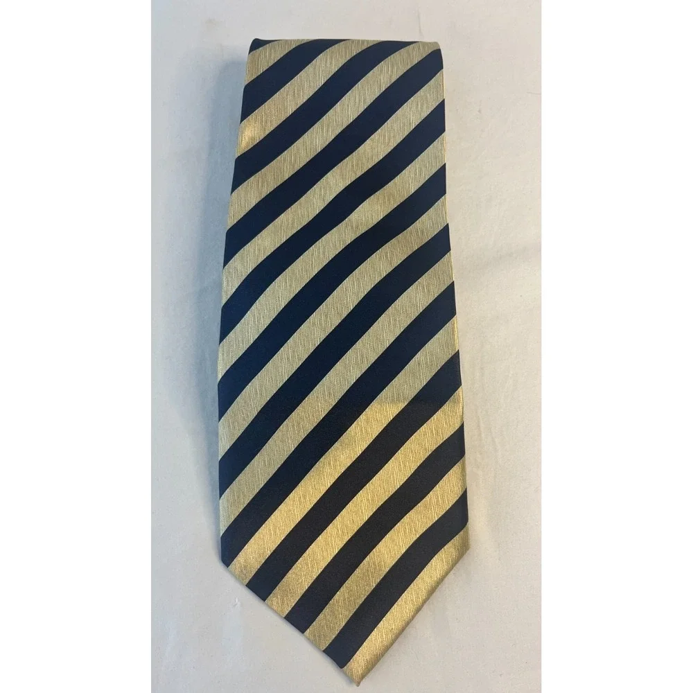 jd JUNDI Mens Repp Striped Gold Blue Lux Striped‎ Neck Tie Handmade